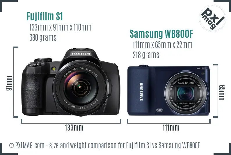 Fujifilm S1 vs Samsung WB800F size comparison Fujifilm S1 vs Samsung WB800F size comparison