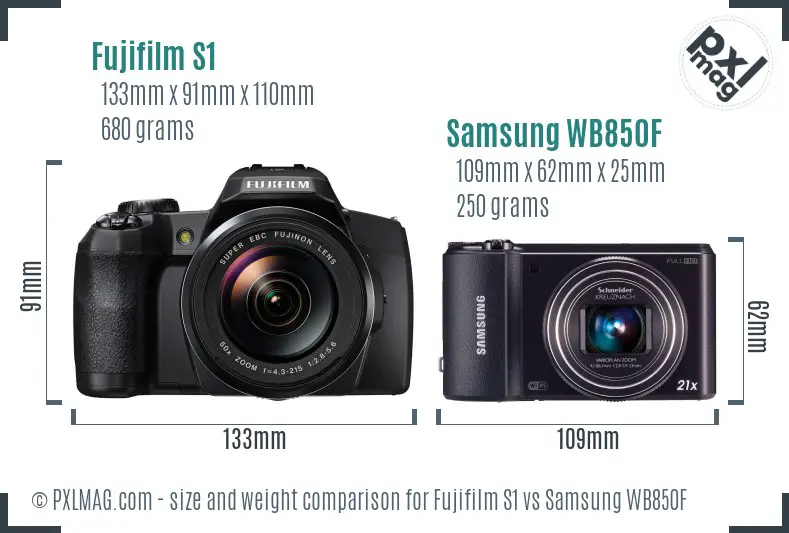 Fujifilm S1 vs Samsung WB850F size comparison