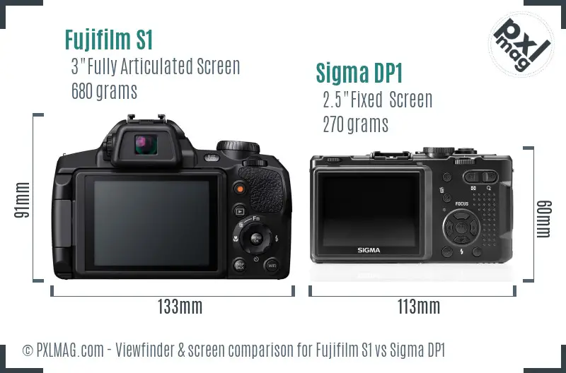 Fujifilm S1 vs Sigma DP1 Screen and Viewfinder comparison Fujifilm S1 vs Sigma DP1 Screen and Viewfinder comparison