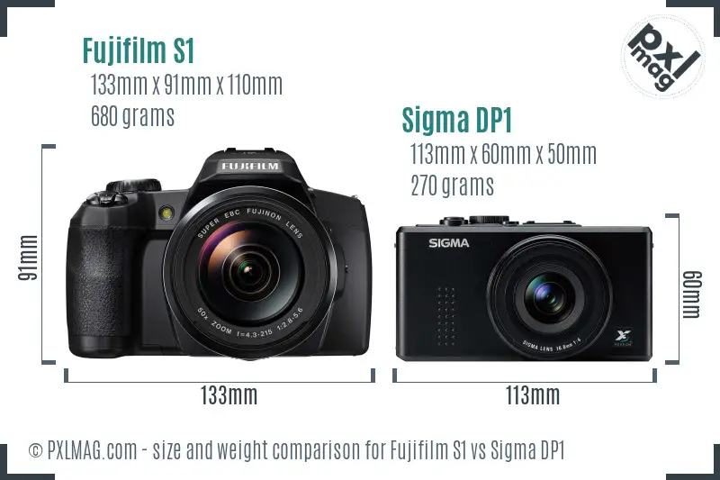 Fujifilm S1 vs Sigma DP1 size comparison Fujifilm S1 vs Sigma DP1 size comparison