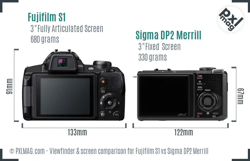 Fujifilm S1 vs Sigma DP2 Merrill Screen and Viewfinder comparison