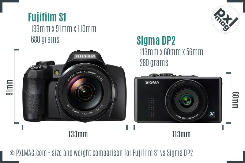 Fujifilm S1 vs Sigma DP2 size comparison Fujifilm S1 vs Sigma DP2 size comparison