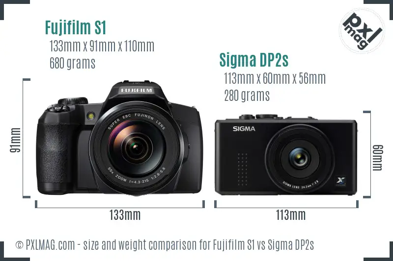 Fujifilm S1 vs Sigma DP2s size comparison