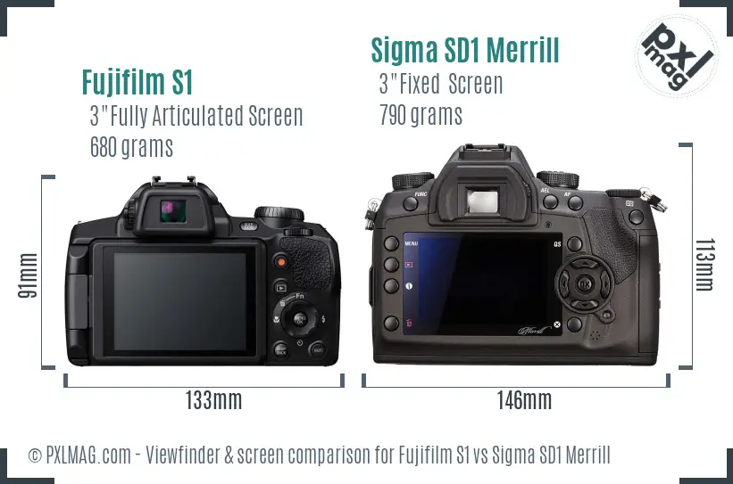Fujifilm S1 vs Sigma SD1 Merrill Screen and Viewfinder comparison
