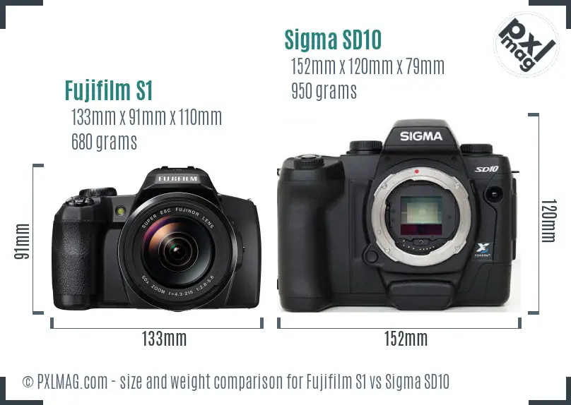 Fujifilm S1 vs Sigma SD10 size comparison