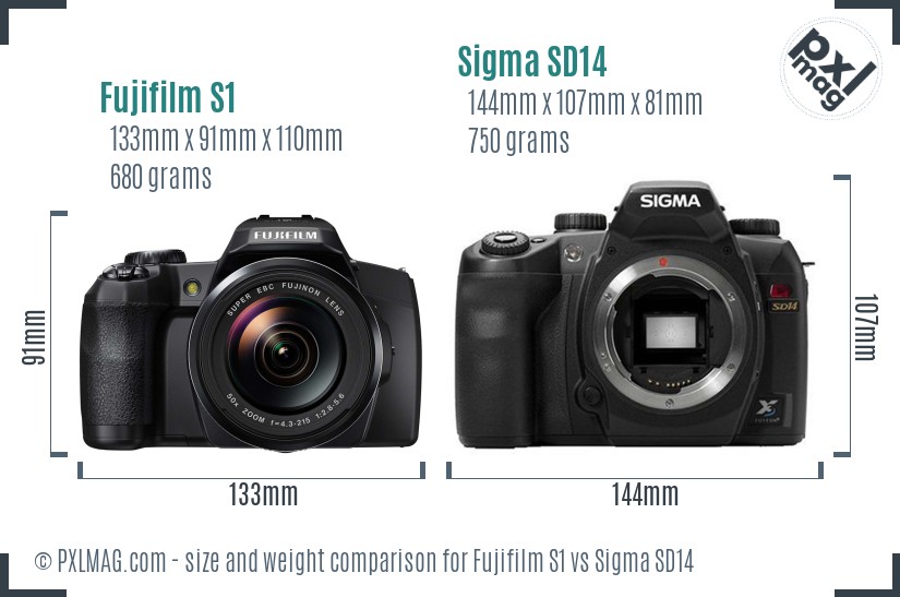 Fujifilm S1 vs Sigma SD14 size comparison