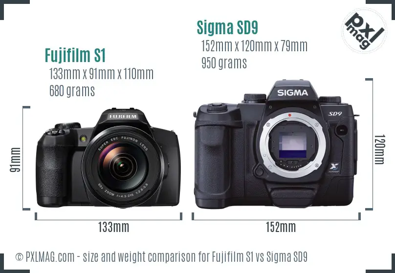 Fujifilm S1 vs Sigma SD9 size comparison