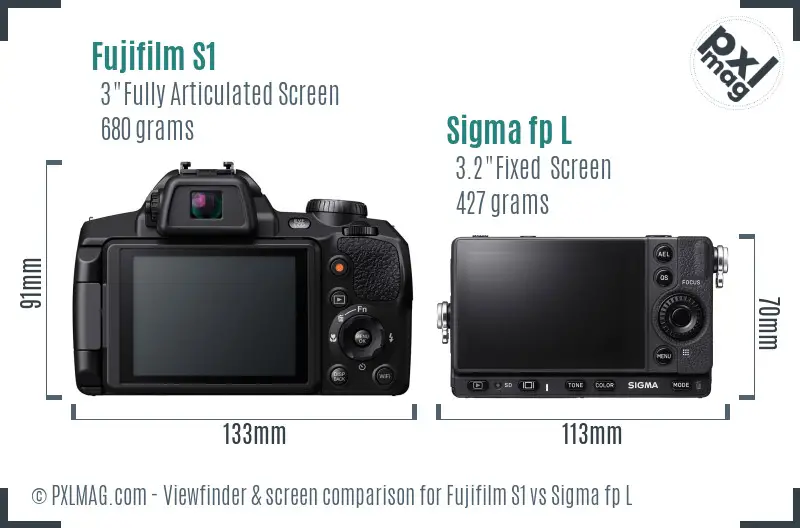 Fujifilm S1 vs Sigma fp L Screen and Viewfinder comparison