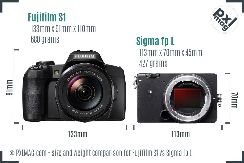 Fujifilm S1 vs Sigma fp L size comparison