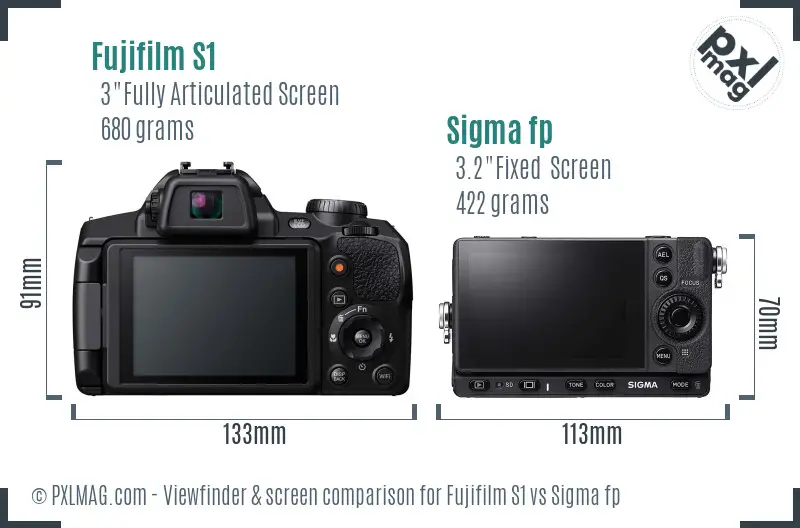 Fujifilm S1 vs Sigma fp Screen and Viewfinder comparison