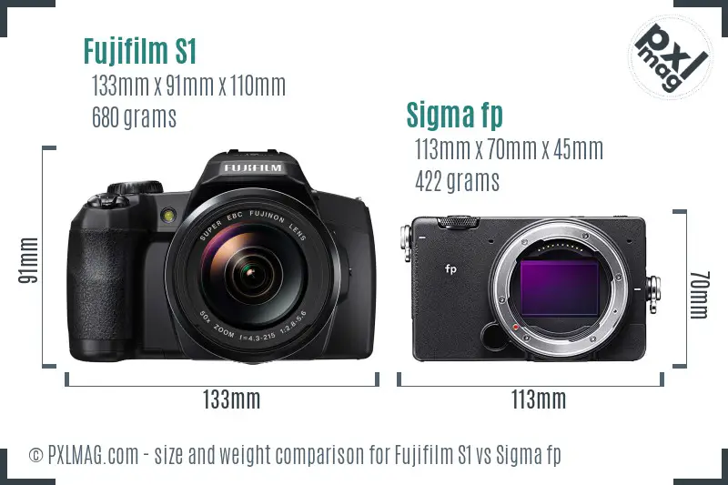 Fujifilm S1 vs Sigma fp size comparison