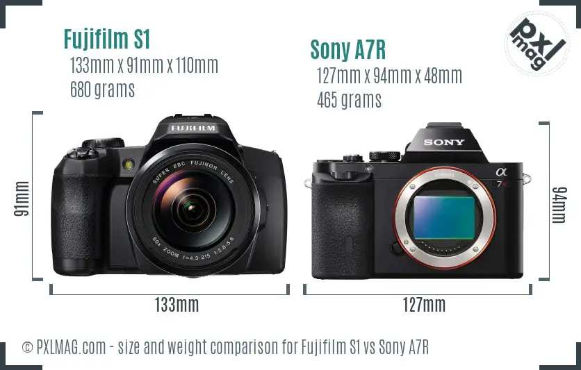 Fujifilm S1 vs Sony A7R size comparison Fujifilm S1 vs Sony A7R size comparison