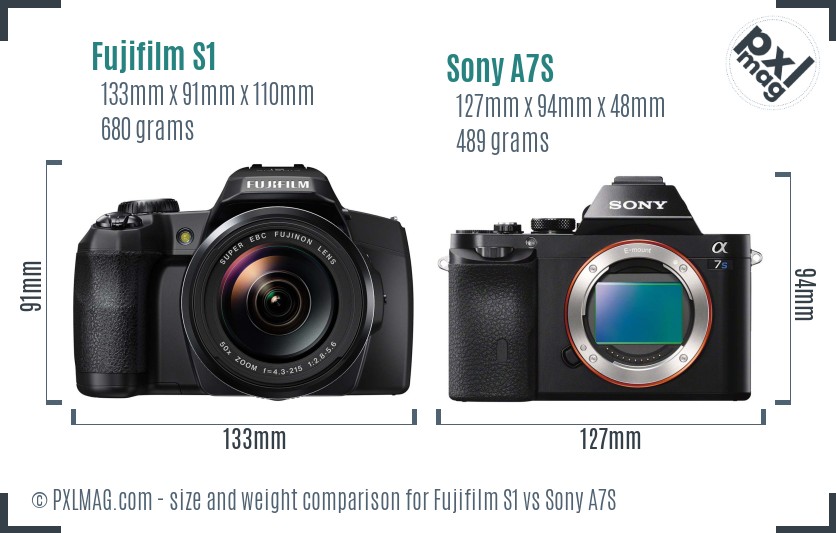 Fujifilm S1 vs Sony A7S size comparison Fujifilm S1 vs Sony A7S size comparison