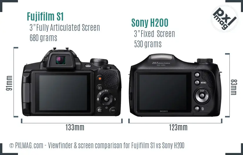 Fujifilm S1 vs Sony H200 Screen and Viewfinder comparison