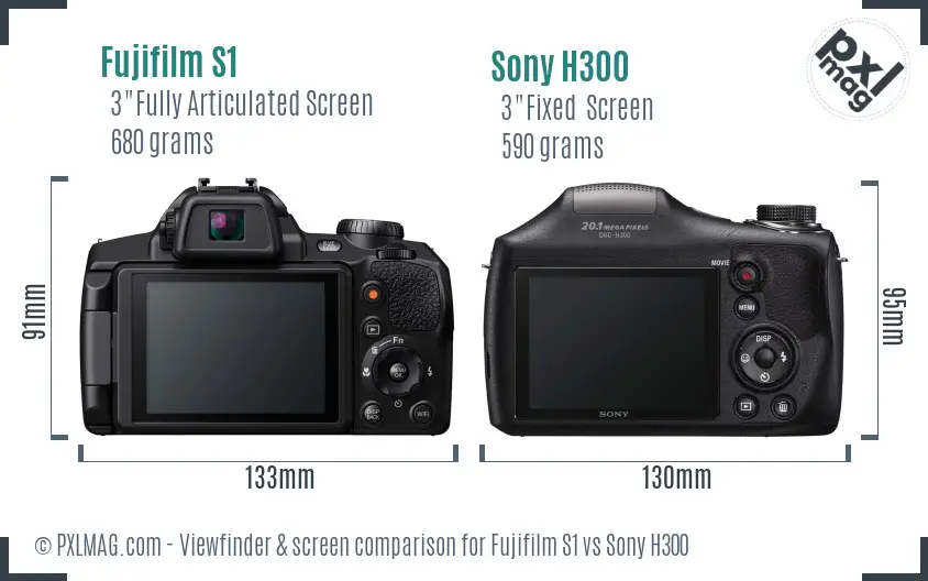 Fujifilm S1 vs Sony H300 Screen and Viewfinder comparison