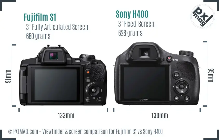 Fujifilm S1 vs Sony H400 Screen and Viewfinder comparison