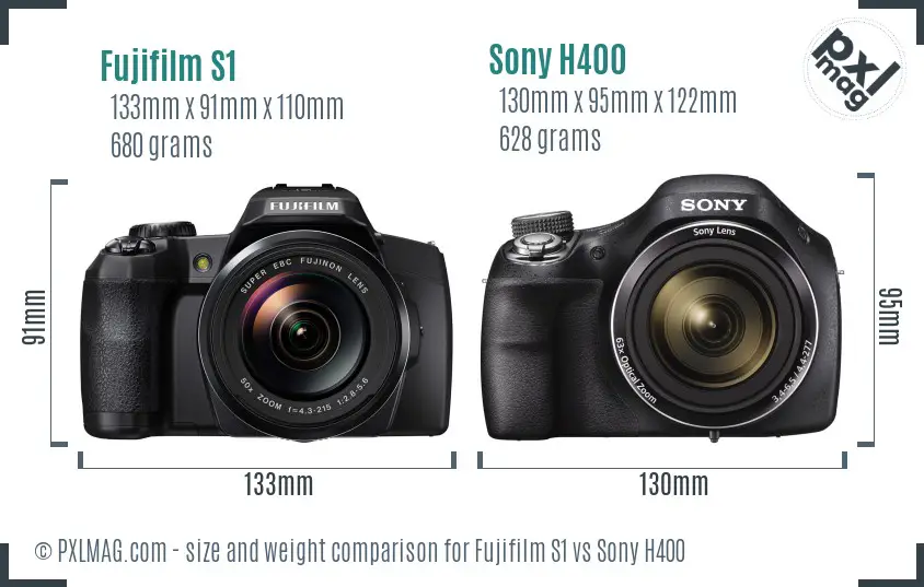 Fujifilm S1 vs Sony H400 size comparison