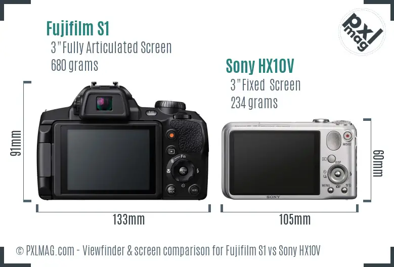 Fujifilm S1 vs Sony HX10V Screen and Viewfinder comparison
