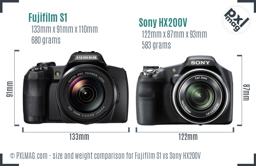 Fujifilm S1 vs Sony HX200V size comparison