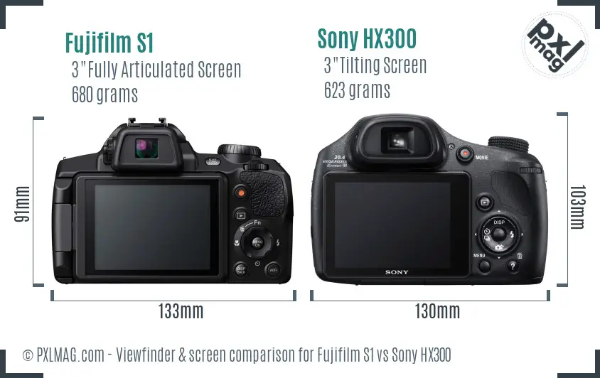 Fujifilm S1 vs Sony HX300 Screen and Viewfinder comparison