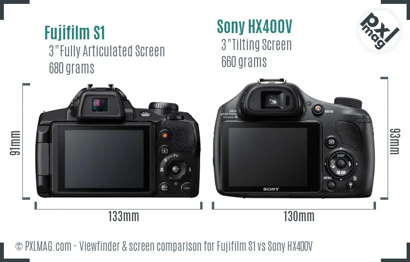 Fujifilm S1 vs Sony HX400V Screen and Viewfinder comparison