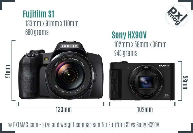 Fujifilm S1 vs Sony HX90V size comparison Fujifilm S1 vs Sony HX90V size comparison