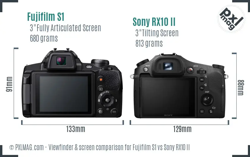Fujifilm S1 vs Sony RX10 II Screen and Viewfinder comparison