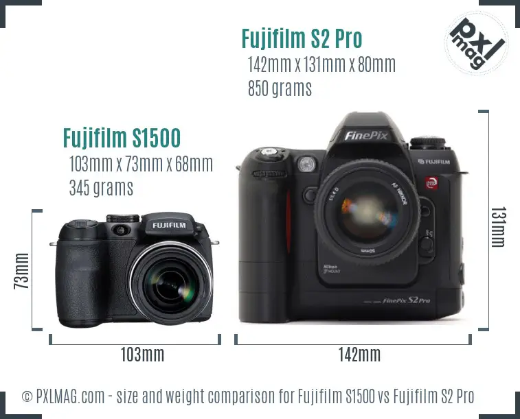 Fujifilm S1500 vs Fujifilm S2 Pro size comparison