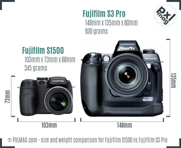 Fujifilm S1500 vs Fujifilm S3 Pro size comparison