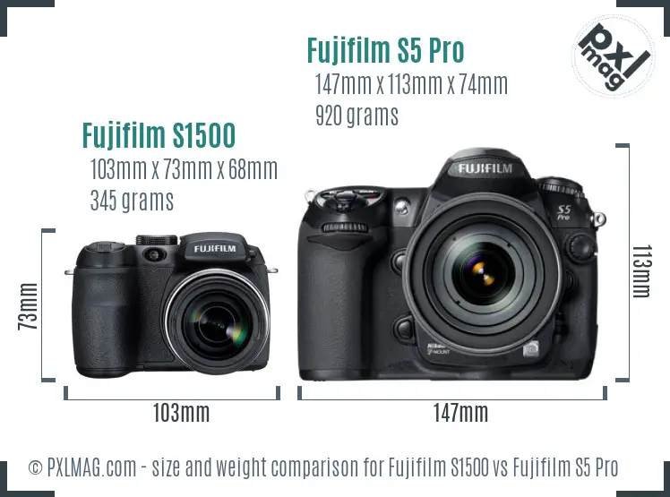 Fujifilm S1500 vs Fujifilm S5 Pro size comparison