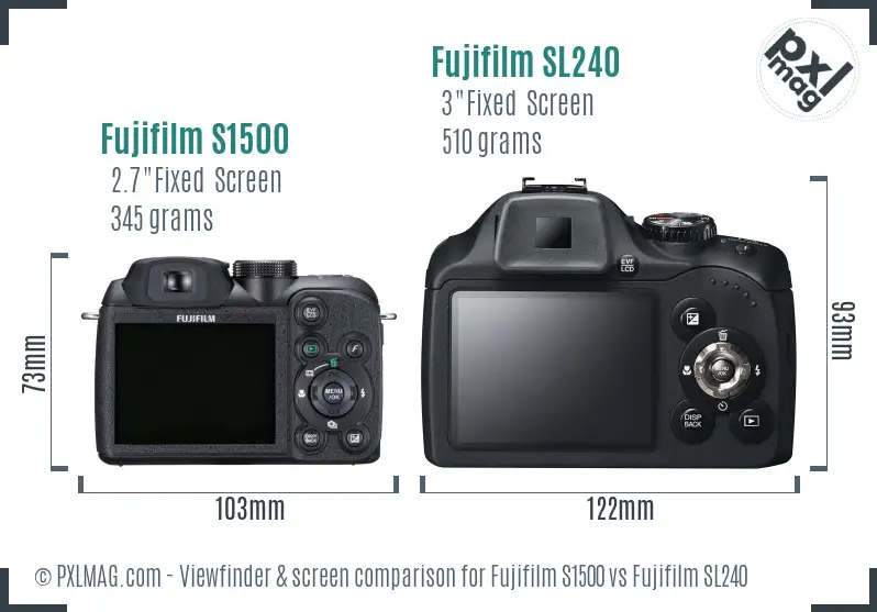 Fujifilm S1500 vs Fujifilm SL240 Screen and Viewfinder comparison