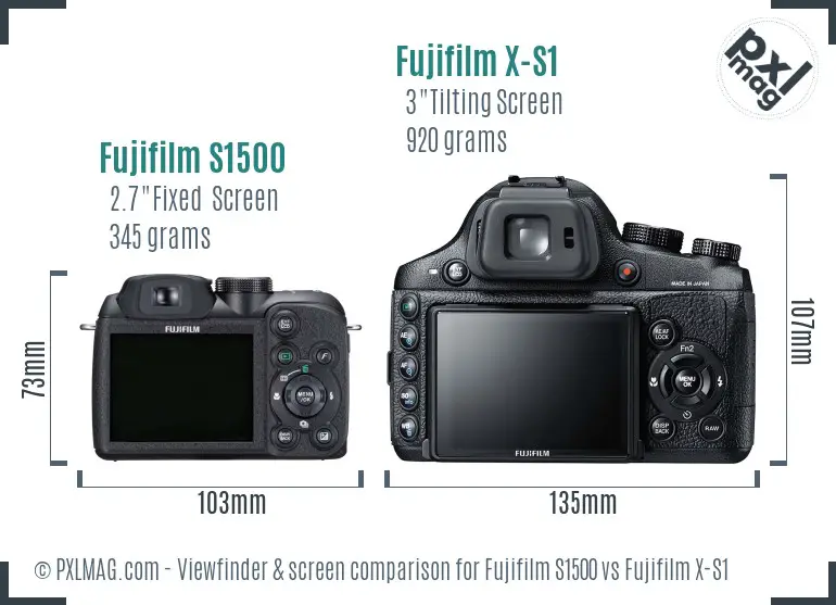 Fujifilm S1500 vs Fujifilm X-S1 Screen and Viewfinder comparison