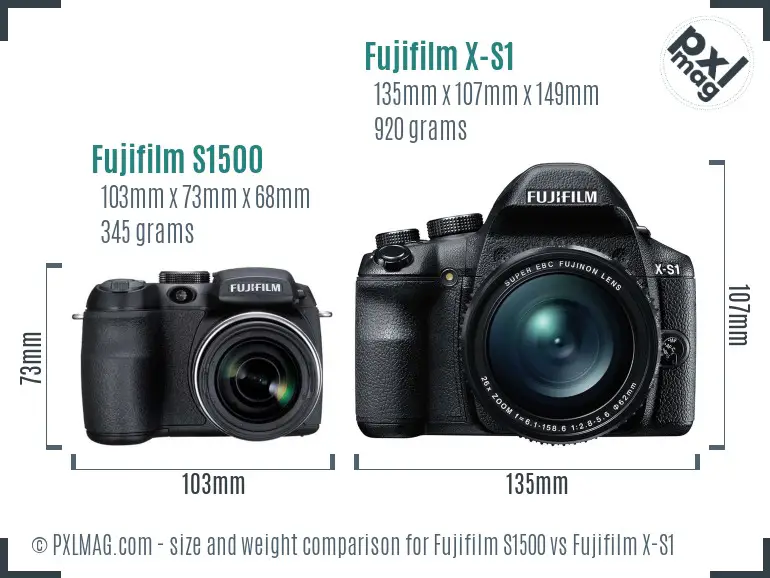 Fujifilm S1500 vs Fujifilm X-S1 size comparison