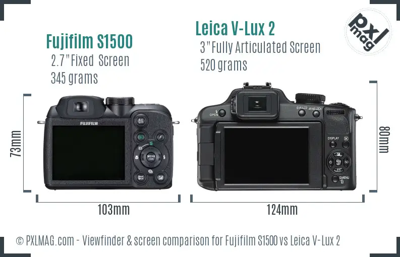 Fujifilm S1500 vs Leica V-Lux 2 Screen and Viewfinder comparison