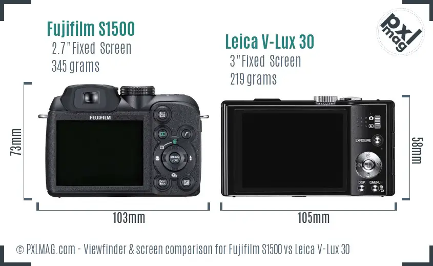 Fujifilm S1500 vs Leica V-Lux 30 Screen and Viewfinder comparison