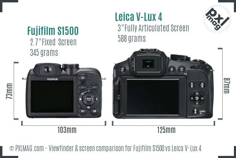 Fujifilm S1500 vs Leica V-Lux 4 Screen and Viewfinder comparison
