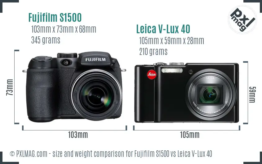 Fujifilm S1500 vs Leica V-Lux 40 size comparison