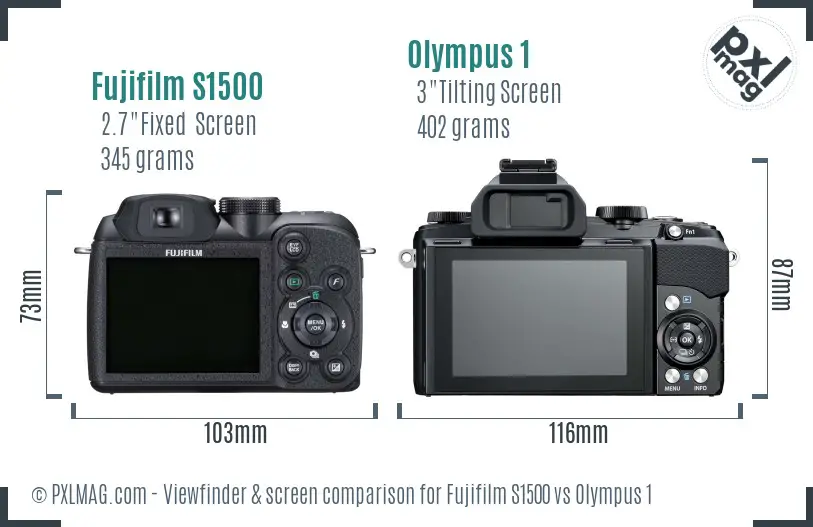 Fujifilm S1500 vs Olympus 1 Screen and Viewfinder comparison Fujifilm S1500 vs Olympus 1 Screen and Viewfinder comparison