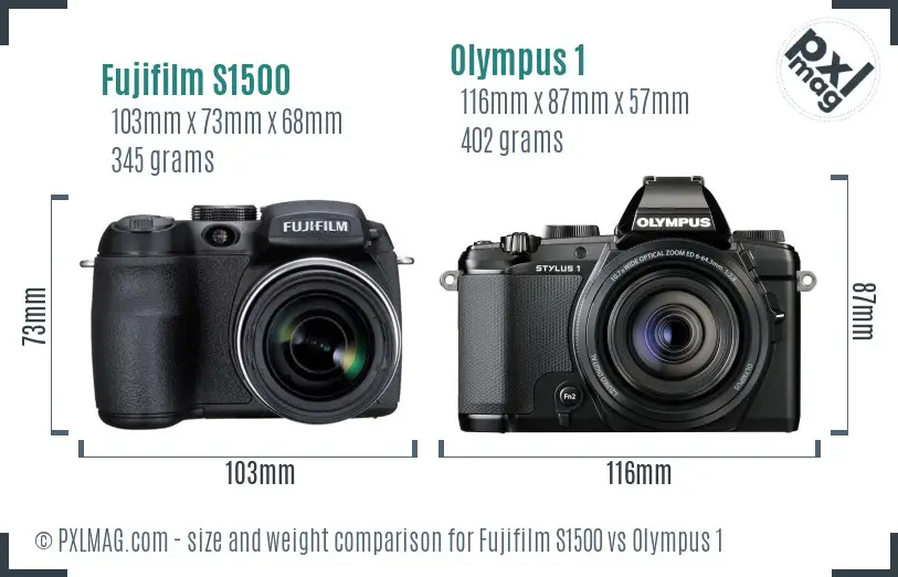 Fujifilm S1500 vs Olympus 1 size comparison Fujifilm S1500 vs Olympus 1 size comparison