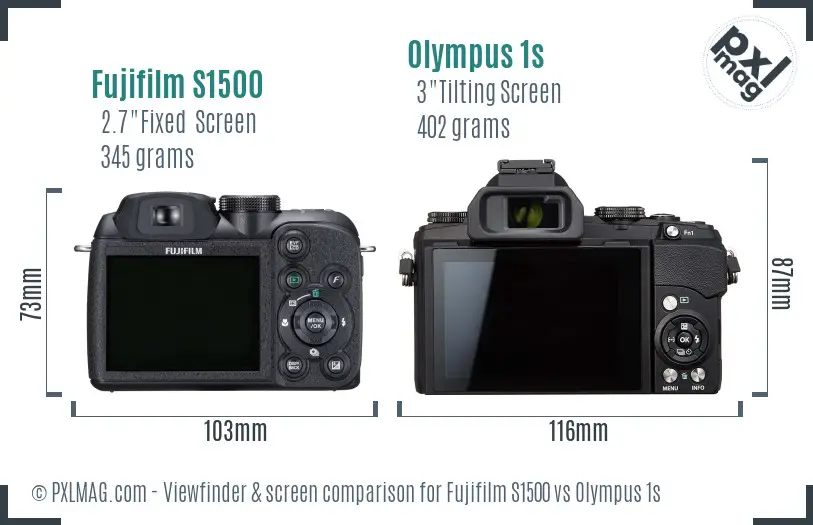 Fujifilm S1500 vs Olympus 1s Screen and Viewfinder comparison