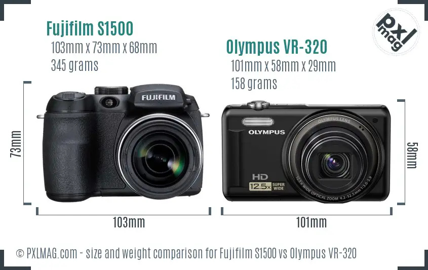 Fujifilm S1500 vs Olympus VR-320 size comparison Fujifilm S1500 vs Olympus VR-320 size comparison