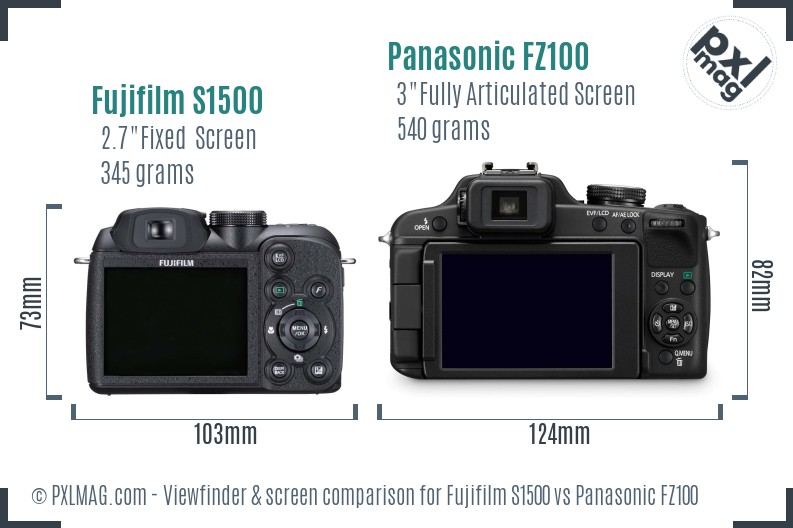 Fujifilm S1500 vs Panasonic FZ100 Screen and Viewfinder comparison