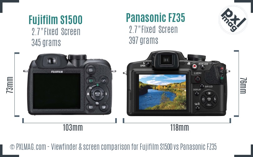 Fujifilm S1500 vs Panasonic FZ35 Screen and Viewfinder comparison