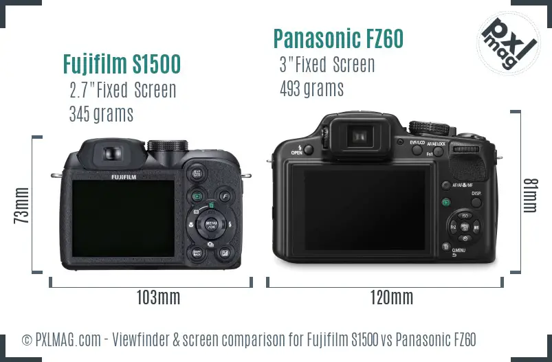 Fujifilm S1500 vs Panasonic FZ60 Screen and Viewfinder comparison