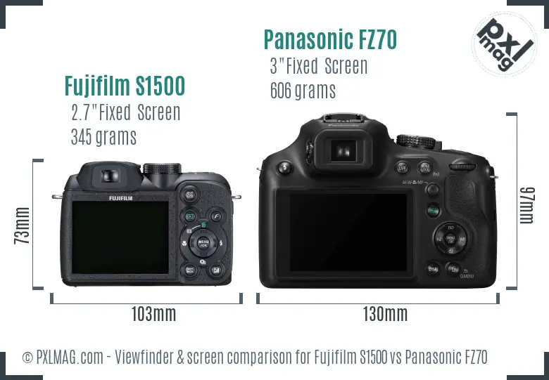 Fujifilm S1500 vs Panasonic FZ70 Screen and Viewfinder comparison Fujifilm S1500 vs Panasonic FZ70 Screen and Viewfinder comparison