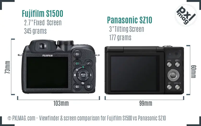 Fujifilm S1500 vs Panasonic SZ10 Screen and Viewfinder comparison