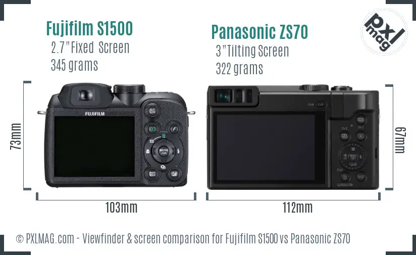 Fujifilm S1500 vs Panasonic ZS70 Screen and Viewfinder comparison