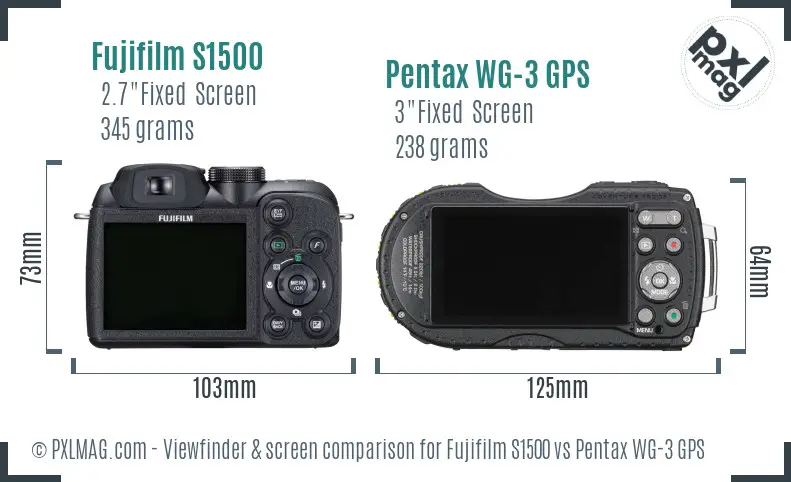 Fujifilm S1500 vs Pentax WG-3 GPS Screen and Viewfinder comparison Fujifilm S1500 vs Pentax WG-3 GPS Screen and Viewfinder comparison