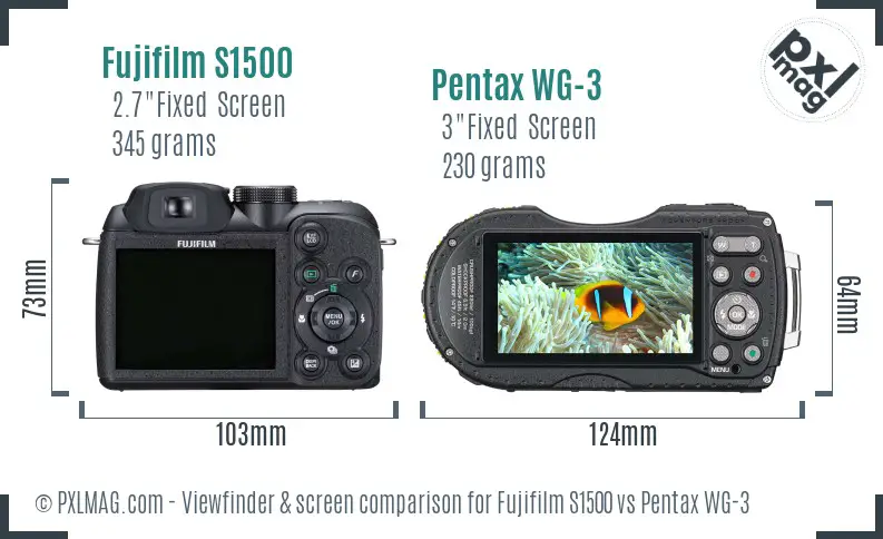 Fujifilm S1500 vs Pentax WG-3 Screen and Viewfinder comparison