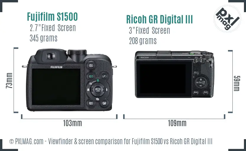 Fujifilm S1500 vs Ricoh GR Digital III Screen and Viewfinder comparison Fujifilm S1500 vs Ricoh GR Digital III Screen and Viewfinder comparison